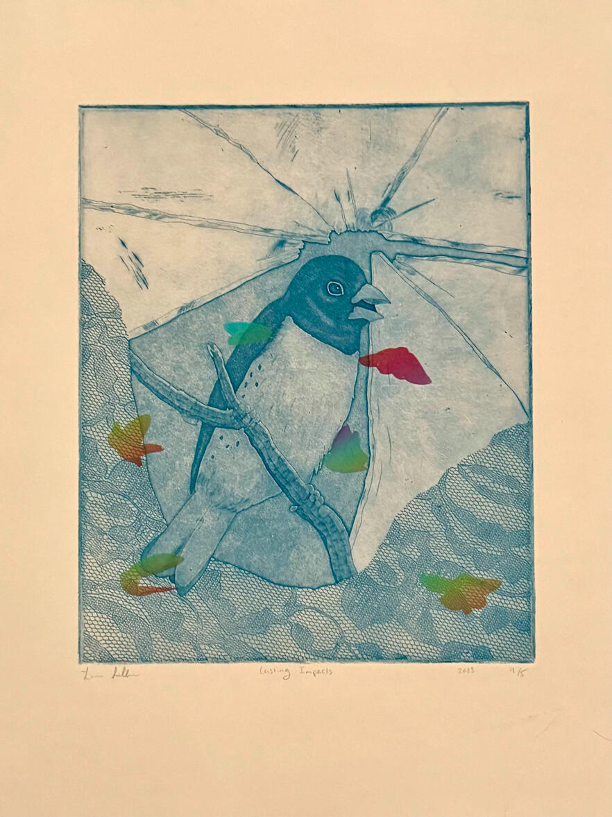 Lasting Impacts, Intaglio and Screenprint on Stonehenge, 11" x 15", 2023